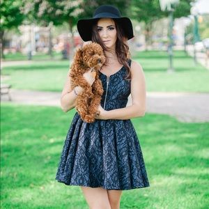 Express Navy and Black lace dress